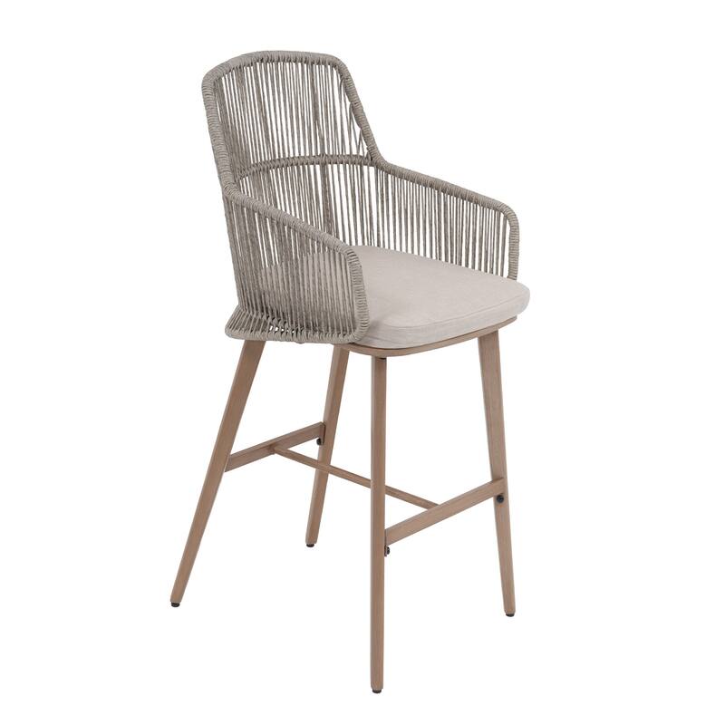 Outdoor 2-Piece Arm Barstool Chairs with Cushions