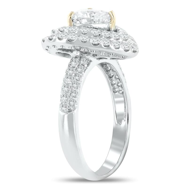 Auriya 18k Gold 1 7/8ctw Heart Shaped Diamond Halo Engagement Ring 18k White Gold Certified