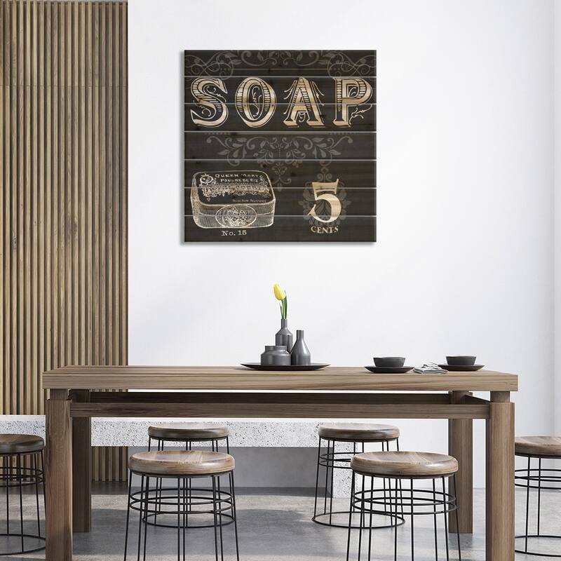 Chalkboard Bath Signs I Print On Wood by June Erica Vess - Multi-Color