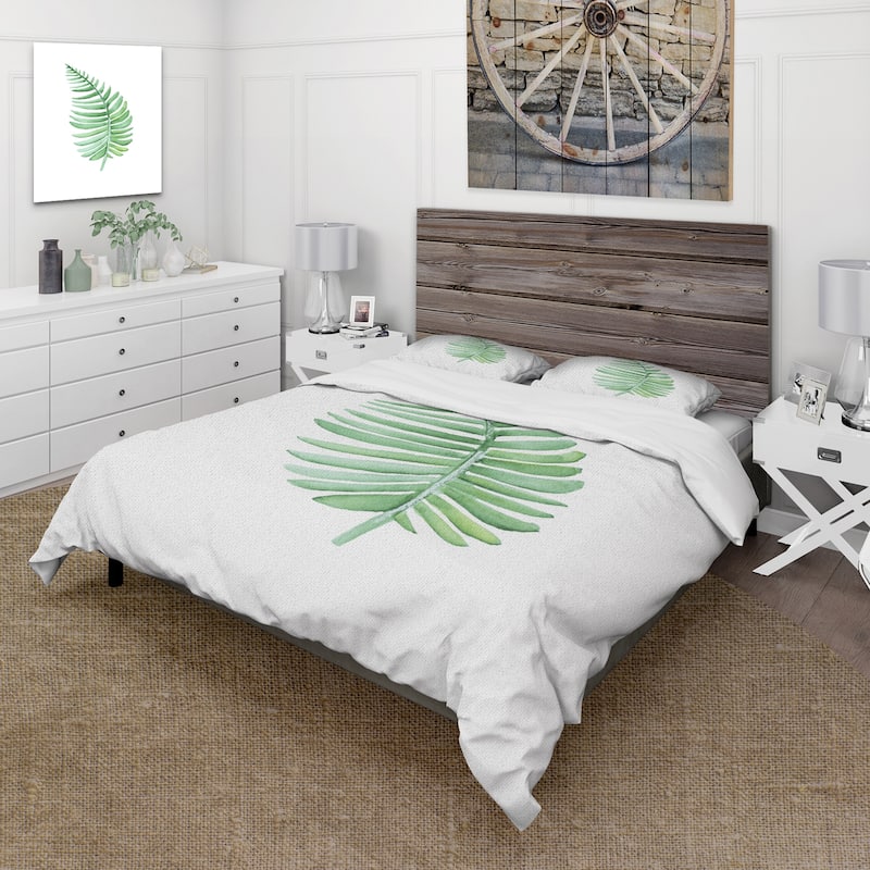 Designart 'Tropical Leaf Of Monstera III' Farmhouse Duvet Cover Set