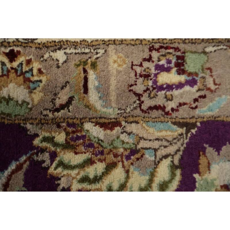 Hand Knotted Oriental Wool & Silk Carpet Traditional All-Over Purples Tabriz Area Rug - 10' 4'' X 8' 1''