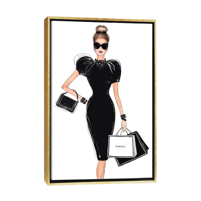 iCanvas "Shopping In Style" by LaLana Arts Framed Canvas Print - Gold - 26x18