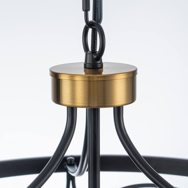 Starsky 6-Light Modern Lantern Drum Chandelier with Crystal Drop - Black