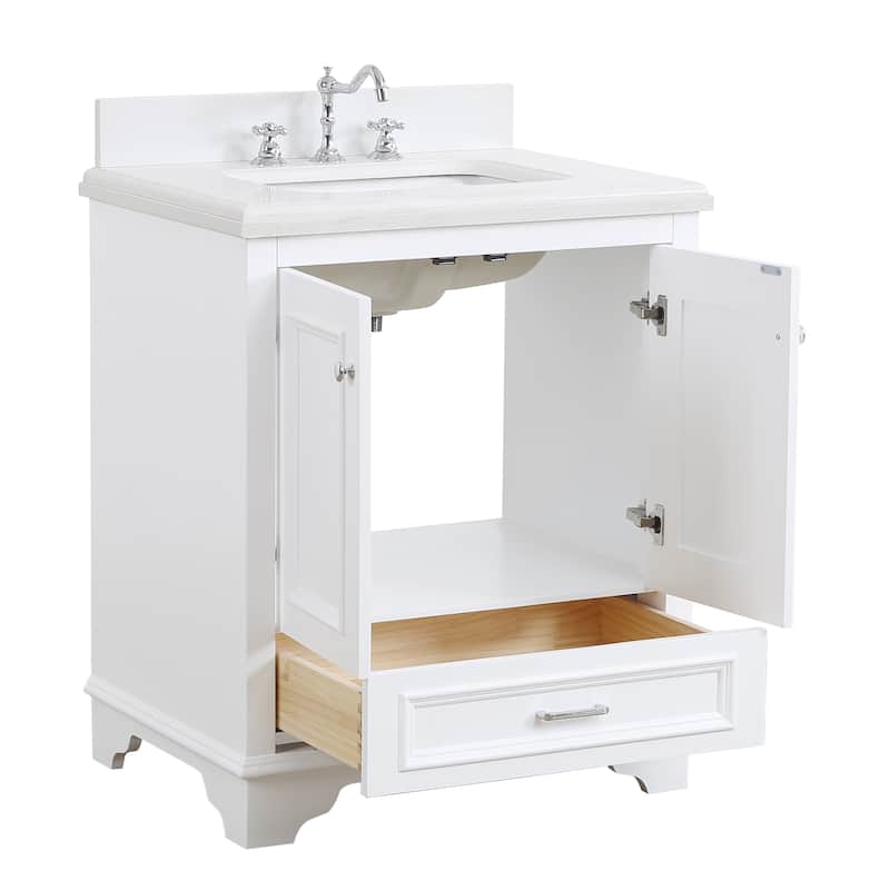 KitchenBathCollection Nantucket 30" Bathroom Vanity with Quartz Top
