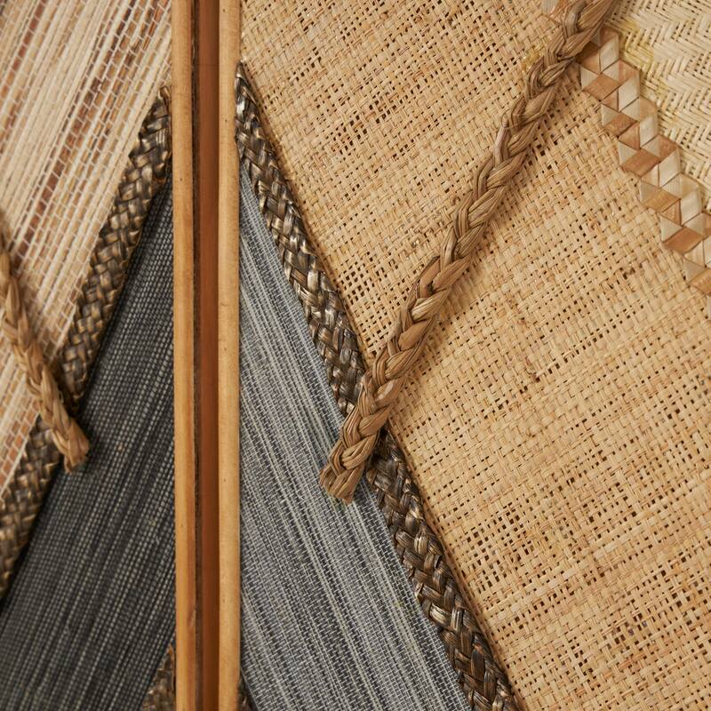 Wooden Geometric Handmade Textured Mixed Media Diagonal Wall Decor - Set of 3 Brown - Roche River Decor