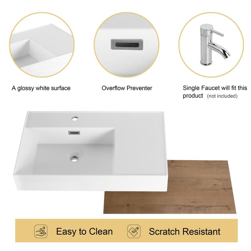 Malwee 30"/60" Floating Bathroom Vanity, Wall Mounted Bathroom Vanity with Single/Double Sink and Soft Close Drawers
