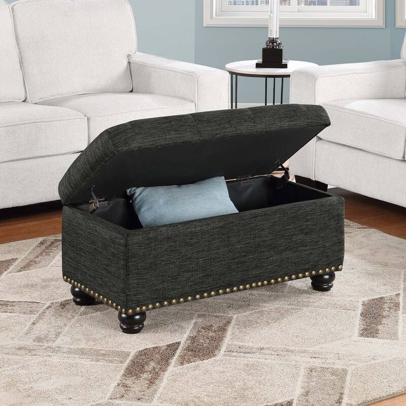 Storage Ottoman - Elegant Upholstered Design with Hidden Storage Compartment for Bedroom or Living Room
