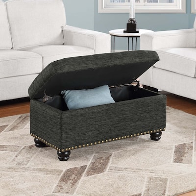 Storage Ottoman - Elegant Upholstered Design with Hidden Storage Compartment for Bedroom or Living Room