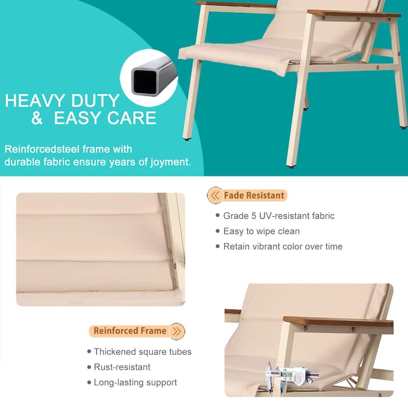 Outdoor Patio Furniture Set 4 Pieces Patio Conversation Sets with Padded Suspended Cushion for Lawn Backyard Balcony, Beige