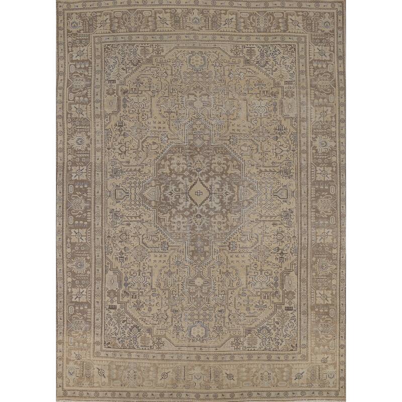 Geometric Tabriz Persian Vintage Area Rug Hand-Knotted Wool Carpet - 8'2"x 11'6"