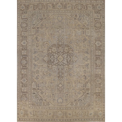Geometric Tabriz Persian Vintage Area Rug Hand-Knotted Wool Carpet - 8'2"x 11'6"
