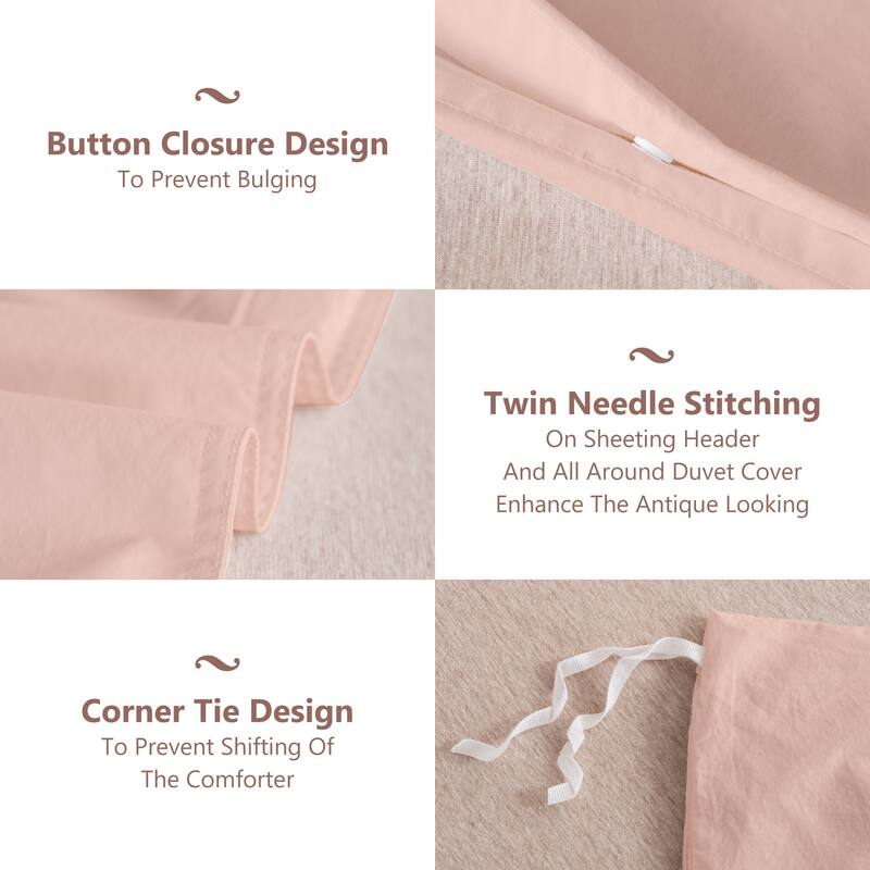 100% Cotton Enzyme Stone Washed Bed Duvet Cover Set