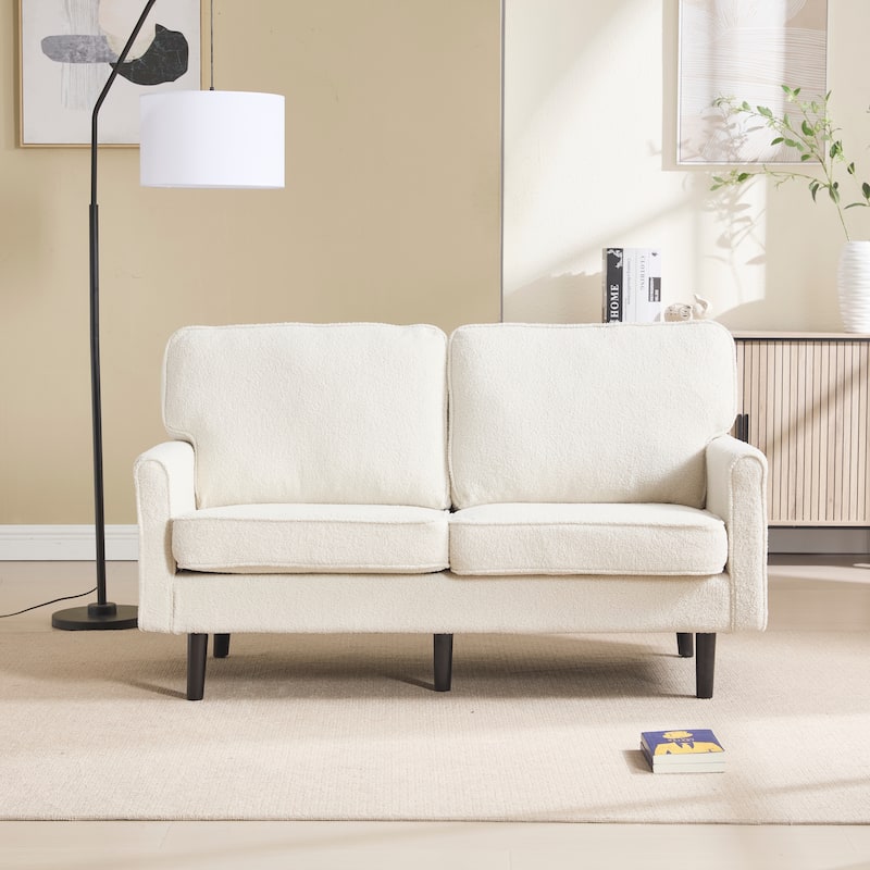 Roomfitters Loveseat Sofa, Mid-Century 2-Seater Couch with USB and Removable Pillow Covers for Living Room or Bedroom