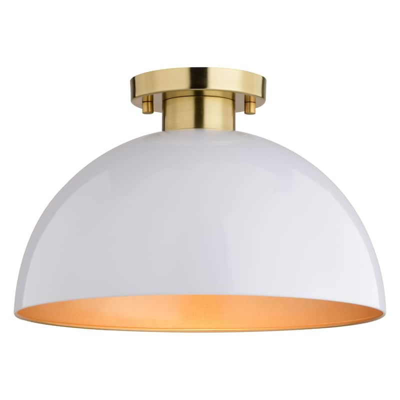 Devon 12.75-in W LED Compatible Mid-Century Modern Semi Flush Mount Ceiling Light