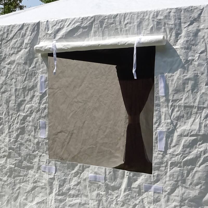 Domi 8' x 8' Universal Winter Gazebo Cover, All Season Waterproof Enclosed Cover with Sidewalls & Ventilated Mesh Windows, White