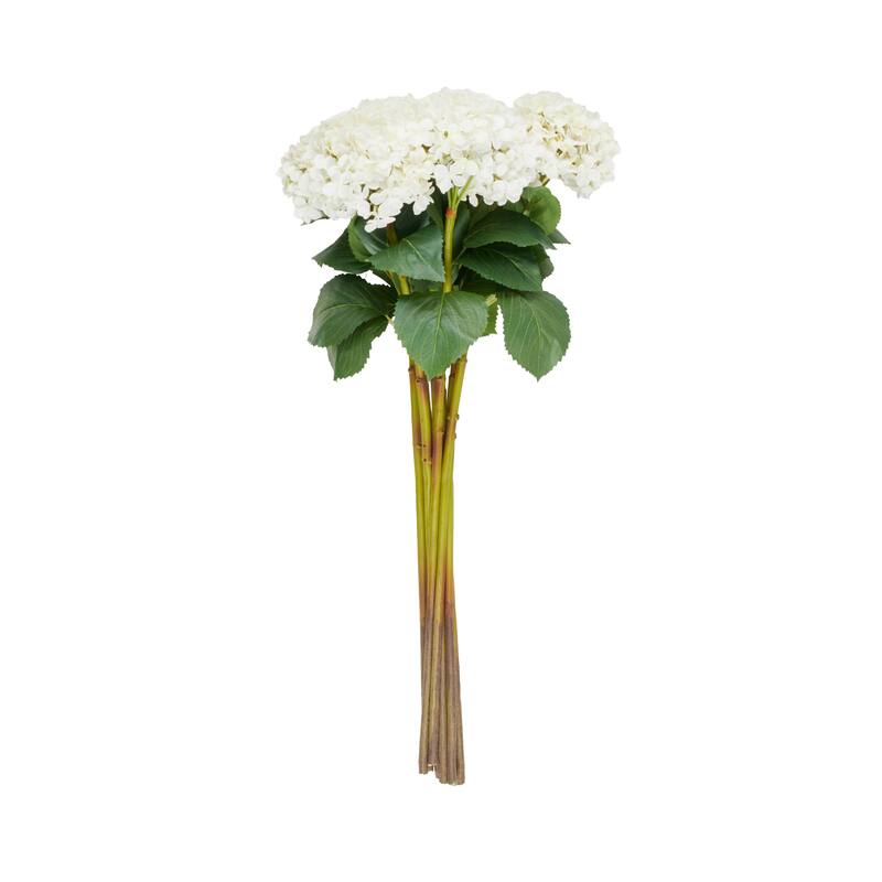 White Faux Foliage Tall Hydrangea Artificial Flower Stem (Set of 8)