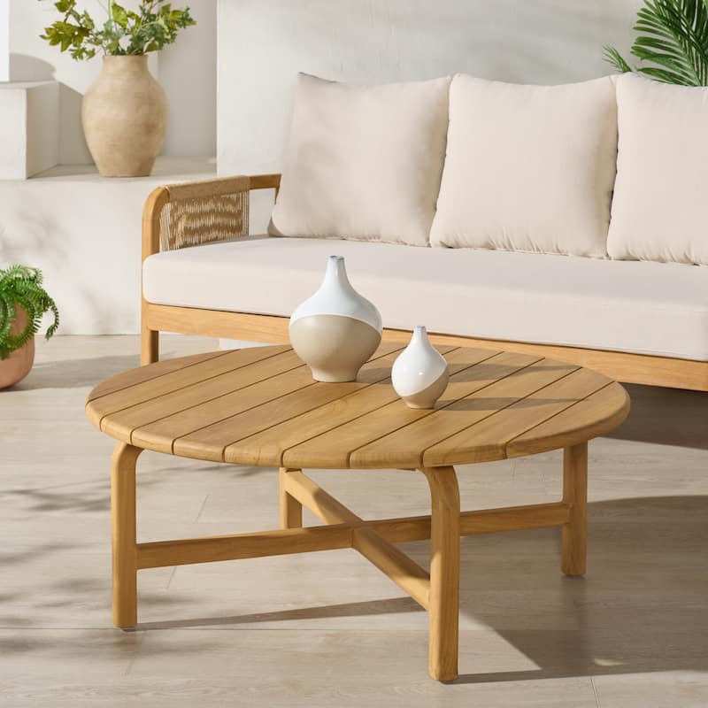 SAFAVIEH Couture Rogers Teak Coffee Table - 39"W x 39"D x 16"H