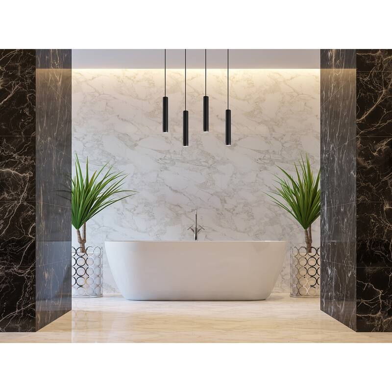 Eglo Tortoreto 15.75-inch Matte Black LED Single Tube Pendant - Matte Black