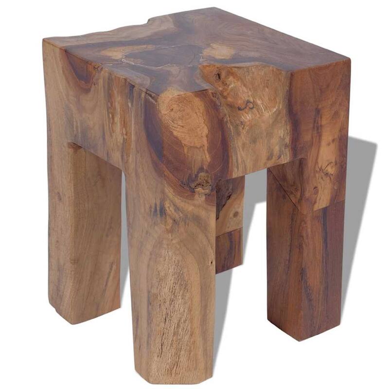 Dusty Outdoor Stool, Square Shaped Design, Brown Solid Teak Wood