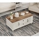 preview thumbnail 2 of 10, Farmhouse Coffee Table with Cabinets & Drawers, Wooden Center Table Off White