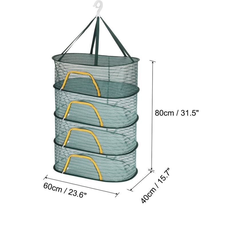 Folded Mesh Clothes Hanging Dryer, Sweater Drying Rack, Dark Green - Dark Green - 4-Tier