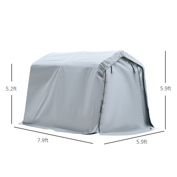 Outsunny 8' L x 6' W Heavy Duty Outdoor Carport Awning/Canopy with Weather-Fighting Material & Stakes / Guy Wire Kit