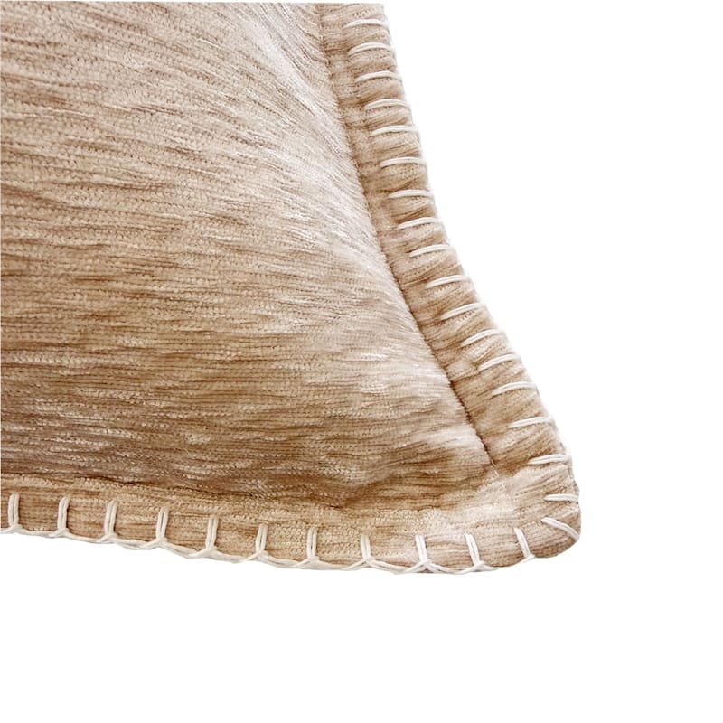 Textured Throw Pillow with Stitched Contrast Edge Set of 2