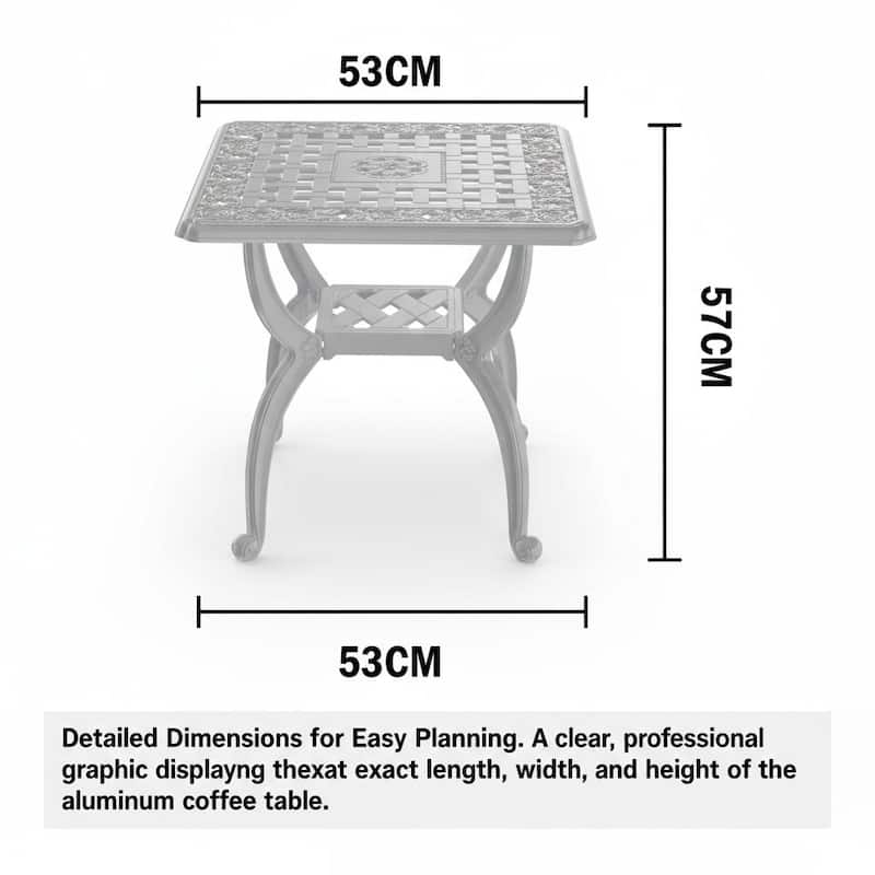 Stylish Aluminum Square Coffee Table for Outdoor Living Room