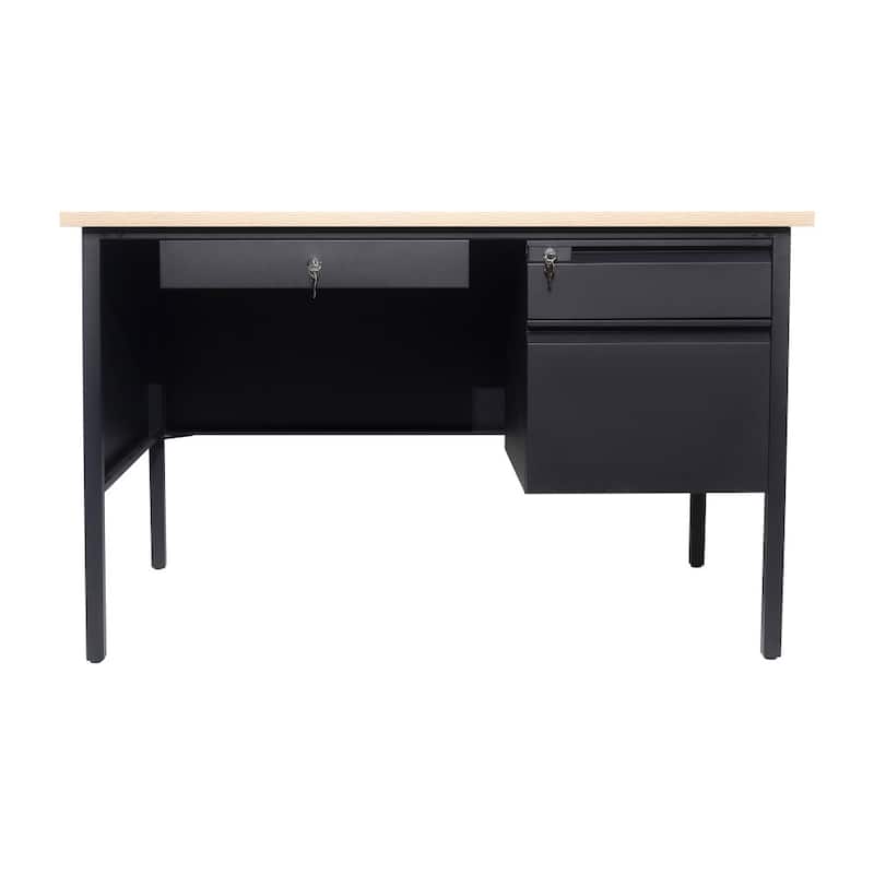 Commercial Right Side Single Pedestal Desk with 3 Locking Drawers
