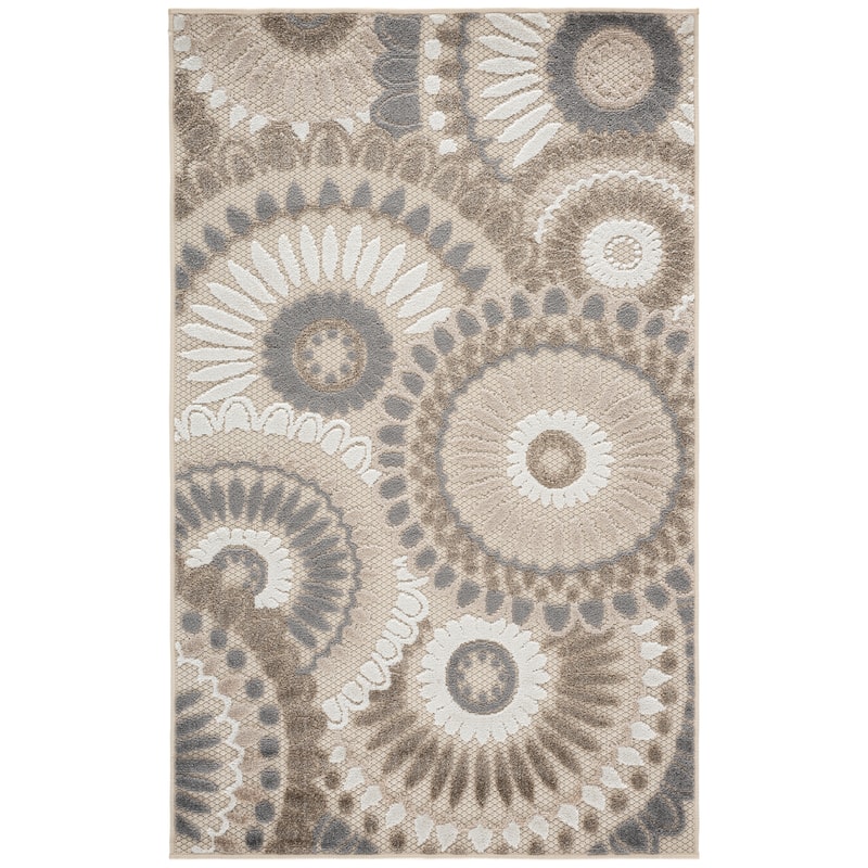 SAFAVIEH Cabana Marii Indoor/ Outdoor Waterproof Patio Floral Rug - 3' x 5' - Grey/Ivory