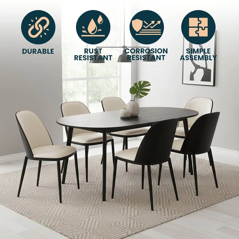 Tule Modern Velvet, Leather, or Suede Fabric Upholstered Dining Chair with Metal Legs for Home, Cafe, Restaurant (Set of 2)