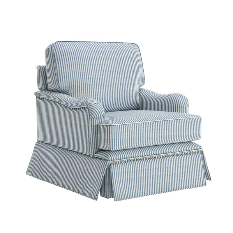 Skirted Swivel Accent Nailhead Barrel Chair