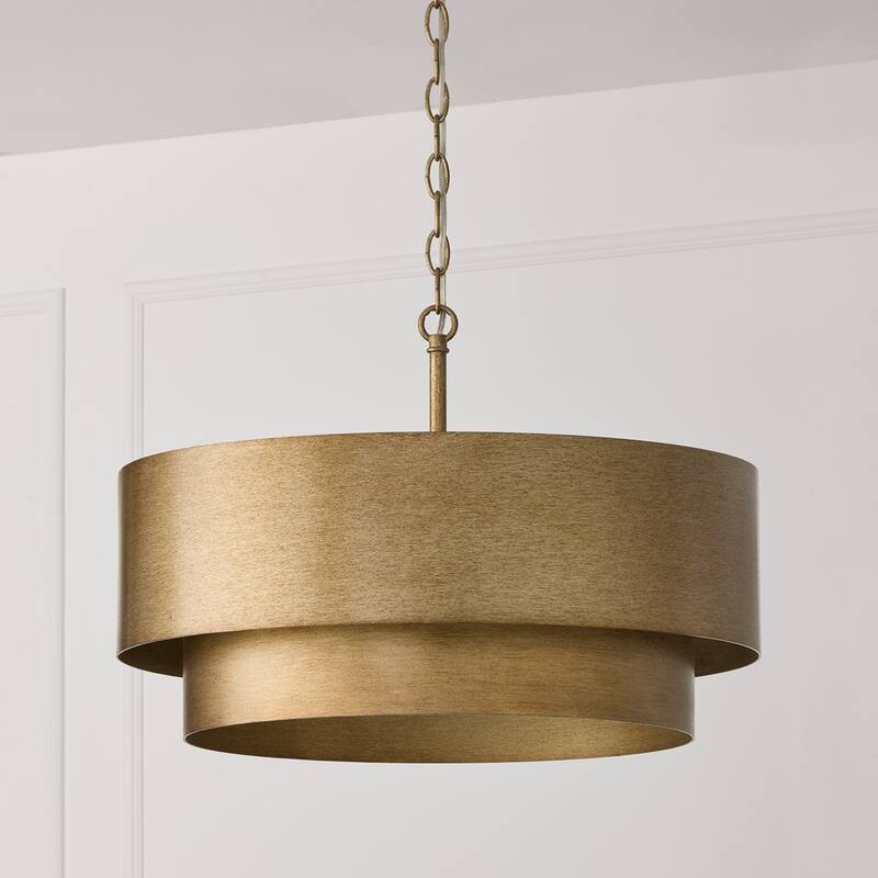 21" W x 14.5" H 4-Light Dual Mount Tiered Pendant in Mystic Luster - 21"W x 14.5"H