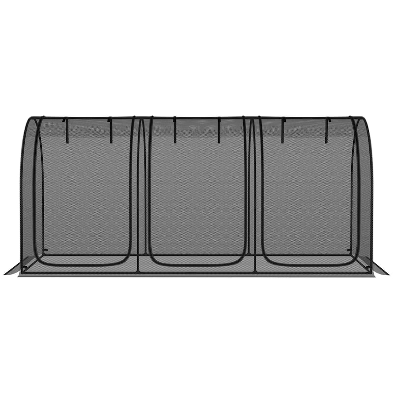 Outsunny 9' x 4' Crop Cage, Plant Protection Tent with Three Zippered Doors, Storage Bag and 6 Ground Stakes