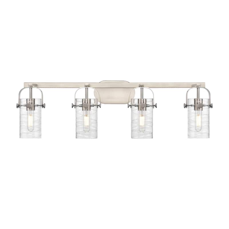 Innovations Lighting 423-4W-10-35 Pilaster II Cylinder Vanity Pilaster - Satin Nickel / Deco Swirl