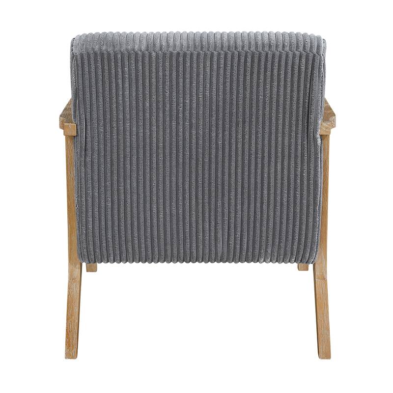 Bennett 27" Corduroy Accent Chair with Wood Frame & Matching Pillow