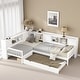 preview thumbnail 13 of 34, L-Shaped Twin Platform Bed with Trundle, Solid Wood Frame, Built-In Drawers & Shelves, No Box Spring Needed White