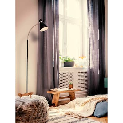 Brightech Avery 63 in. Classic Black Industrial 3-Way Dimming LED Floor Lamp with Black Metal Cone Shade