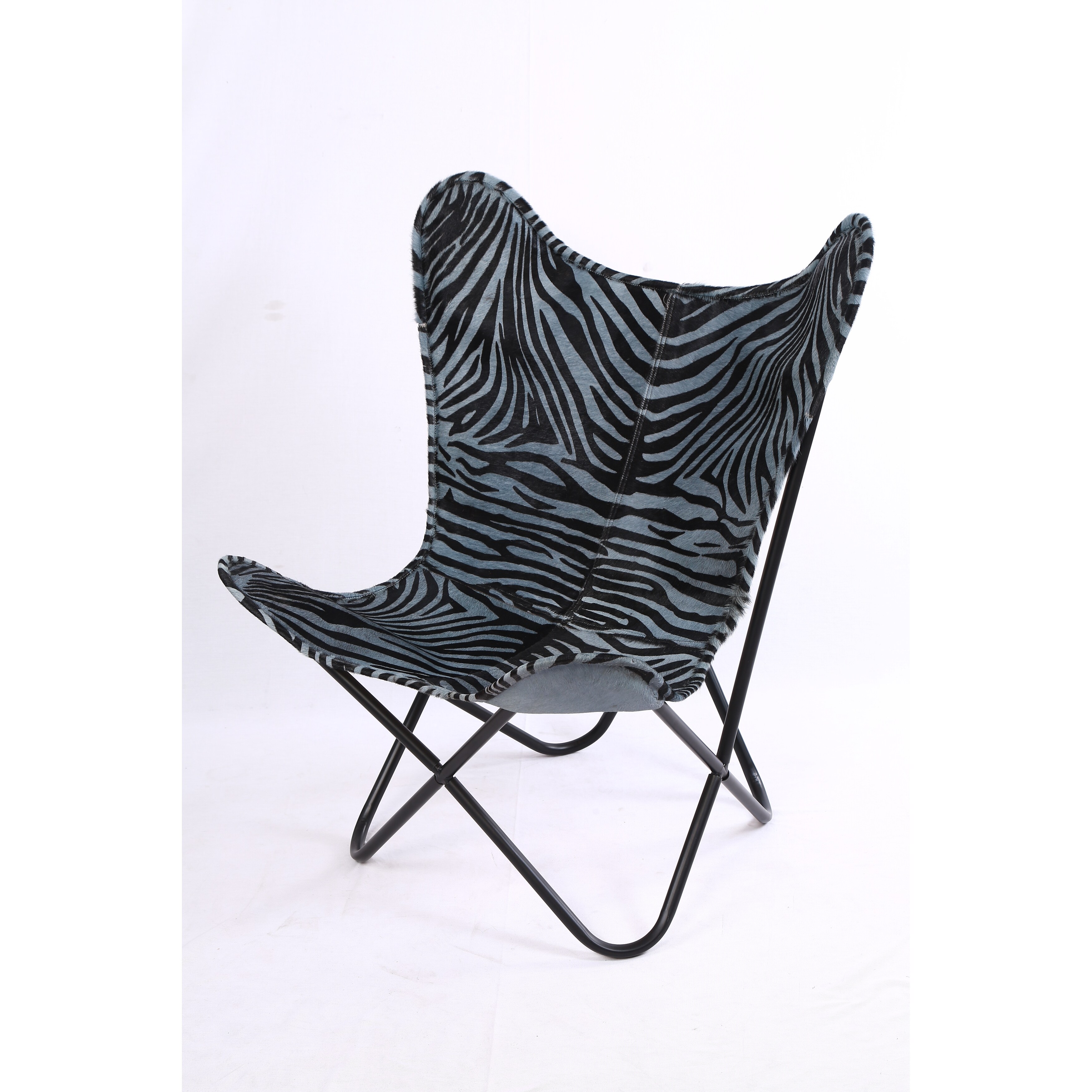 Powder Coated Steel Frame With Grey Zebra Print Butterfly Chair Overstock 32745007