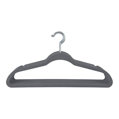 Simplify 25 Pack Slim Velvet Suit Hangers in Grey - 9"x 17.70" x 0.16"