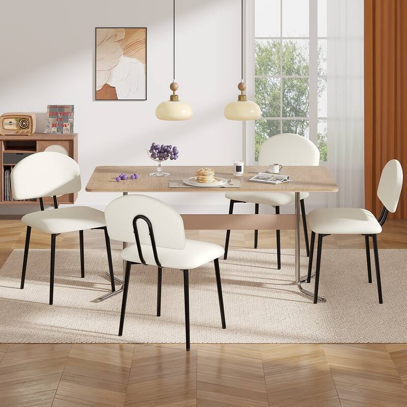 Javlergo Modern PU Leather Dining Chairs Set of 2 or 4 Upholstered Side Chairs Oval Back Compact Kitchen Chairs for Dining Room