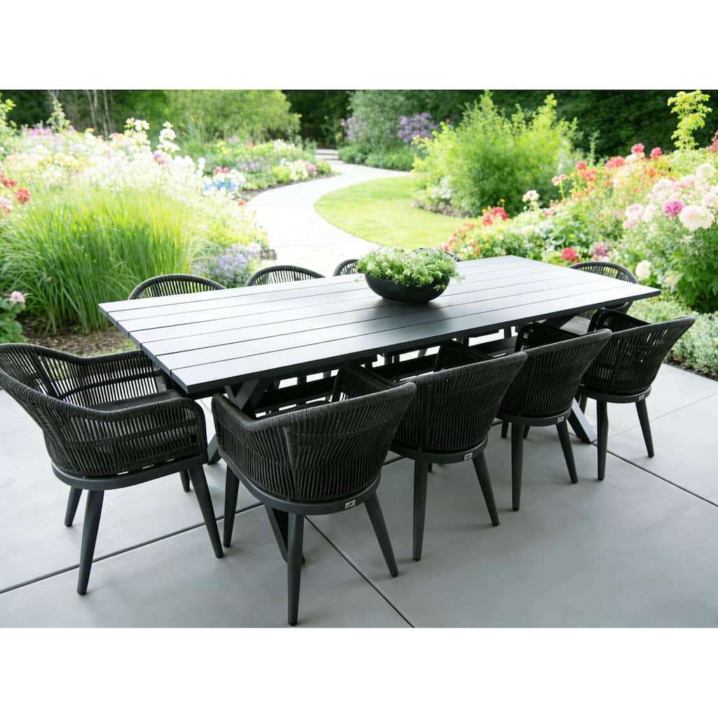 PURPLE LEAF Patio Dining Set with Outdoor Aluminium Dining Table and Woven Rattan Chairs