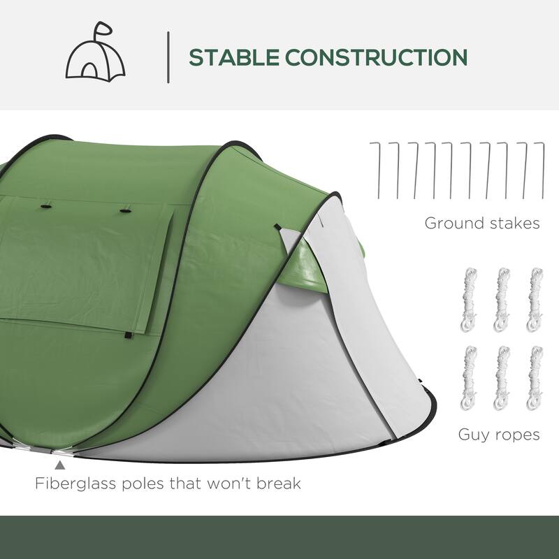 Pop Up Tent, Instant Camping Tent with Porch and Carry Bag, 3000mm Waterproof, for 2-3 People(Poles Included)