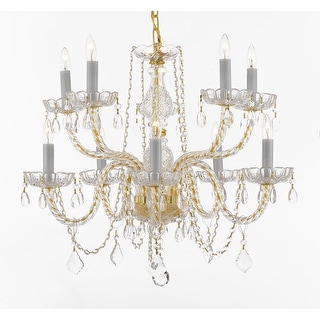 Crystal 10 Light Chandelier Pendant Gold Lighting - Chandeliers For Bedrooms by Overstock.com