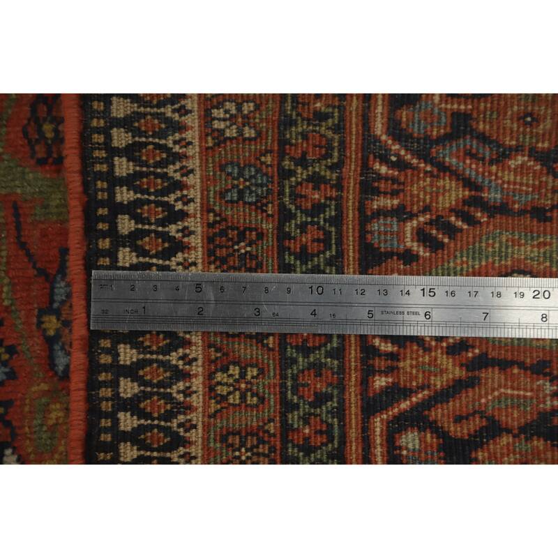 Hand Knotted Oriental 100% Wool Carpet Traditional Floral Oranges & Rust Sarouk Area Rug - 11' 9'' X 8' 9''