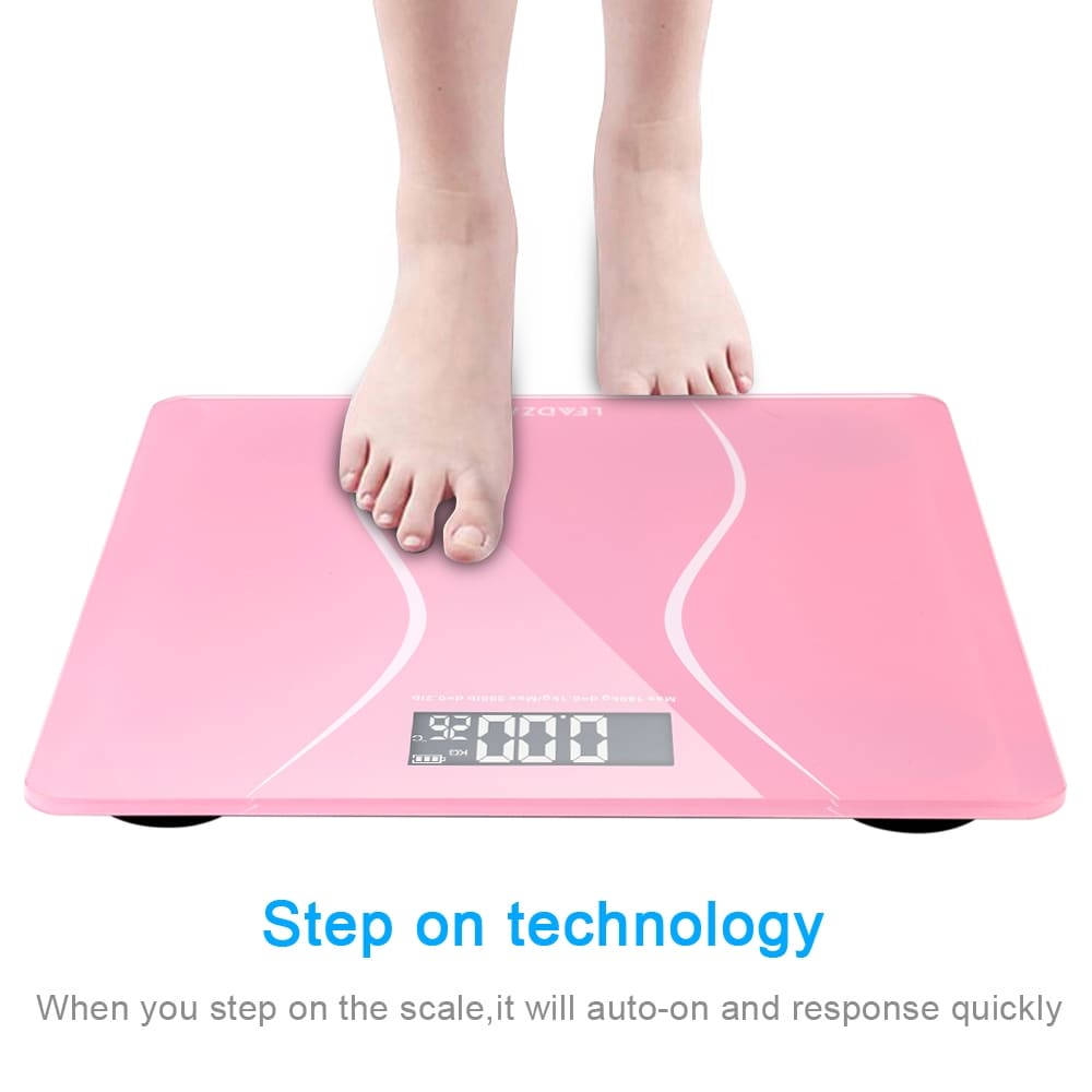 LEADZM 180Kg Slim Waist Pattern Personal Scale Black/Pink - Medium