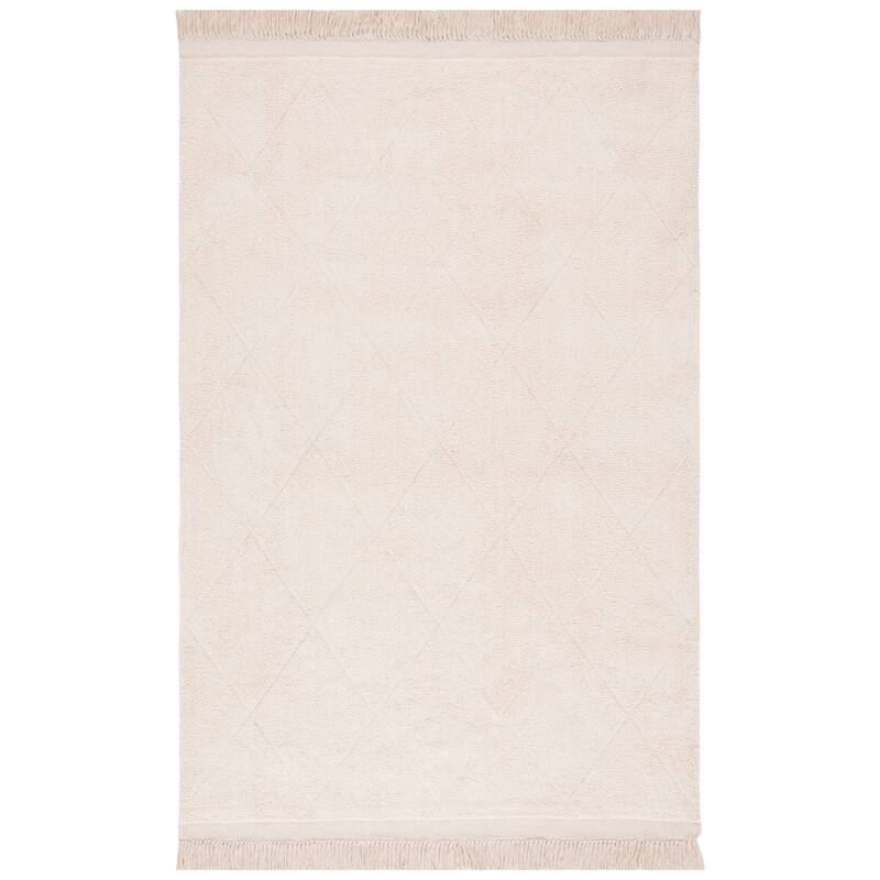 SAFAVIEH Hand-Woven Easy Care Bathilde Modern & Contemporary Cotton - 6' x 9' - Ivory - Rectangle