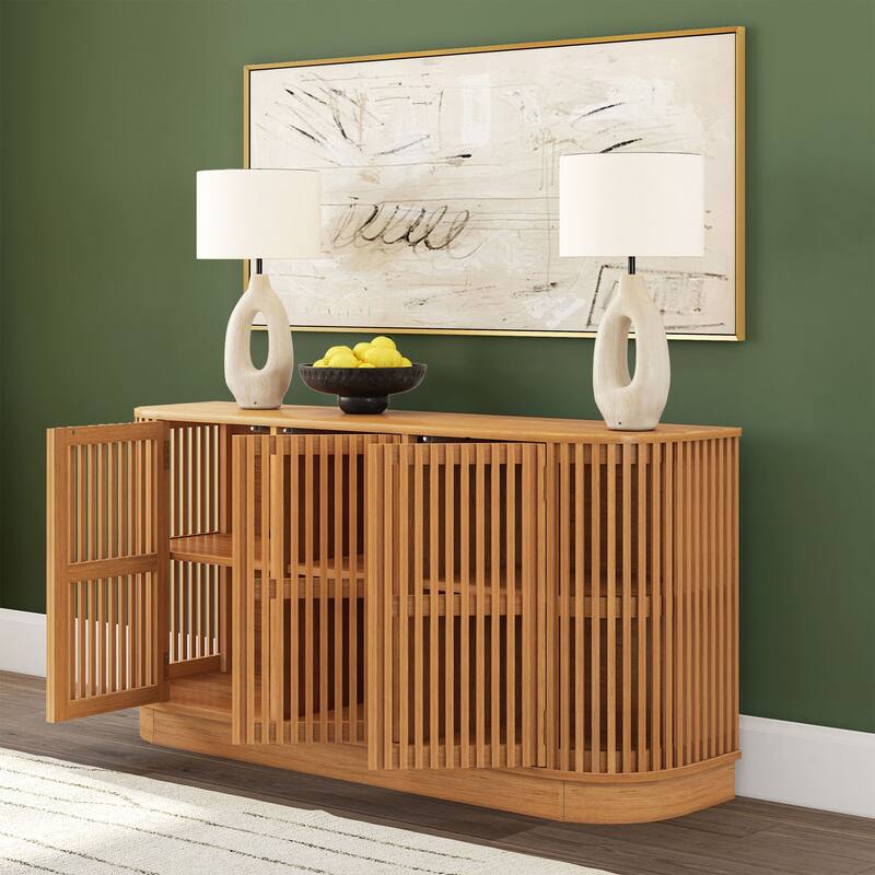 Plank and Beam Contour Curved 3-Door Sideboard/TV Stand