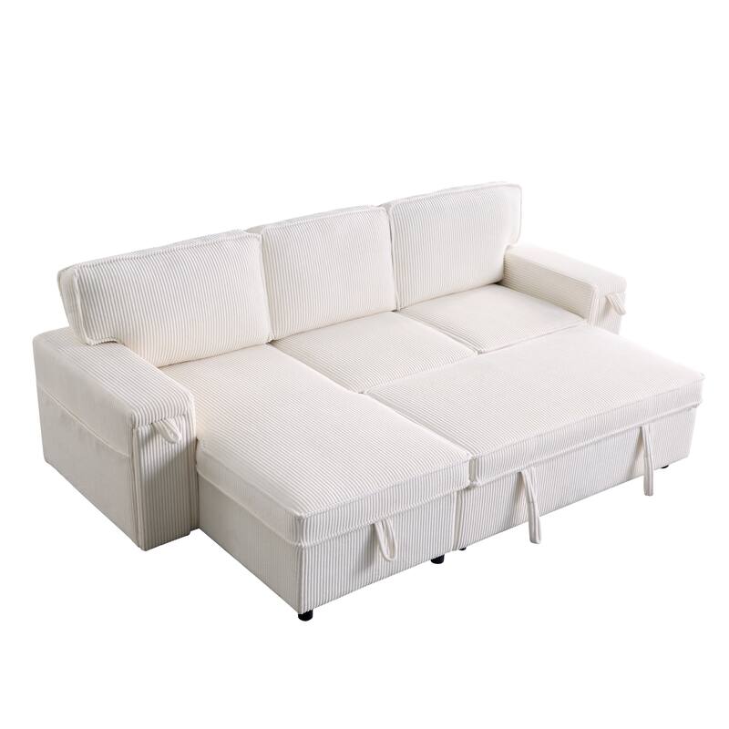 Sleeper Sectional with Storage, Upholstered Convertible Sofa Bed