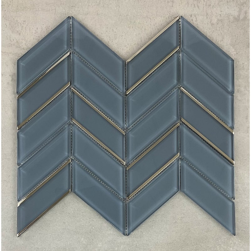 1.5" x 4.25" Glass Chevron Mosaic Wall Tile - Case (10 Sheets)